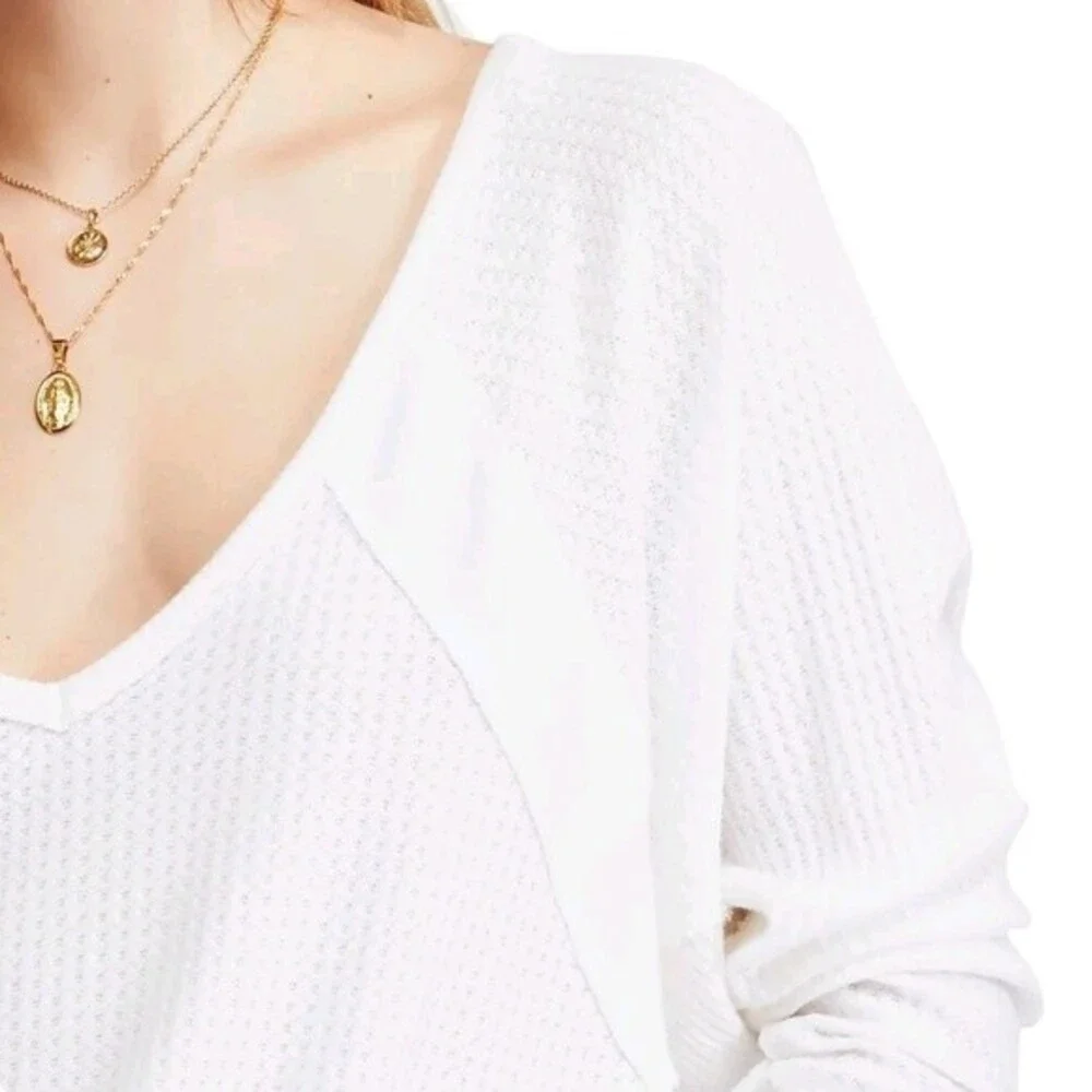 Free People Santa Clara Thermal Shirt Top Long Sleeve White size XS new w… - Picture 4 of 16